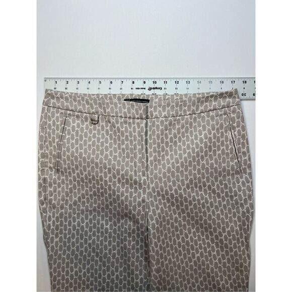 Adrianna Papell Taupe Printed Straight Leg Pants Flat Front Work Wear Size Large - Picture 4 of 10